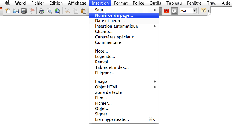 word menu pagination