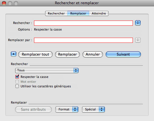 word rechercher et remplacer du texte