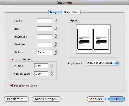 word page en vis a vis